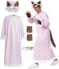Big Bad Wolf Costume Adult, 5-Piece Granny Wolf Outfit for Men and Women