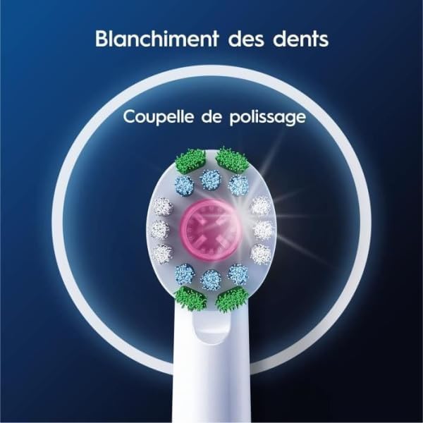 Oral-B Pro 3D White Electric Toothbrush Head, X-Shaped Bristles and Unique Polishing Cup for Teeth Whitening and to Remove Surface Stains, Pack of 8 Toothbrush Heads, White
