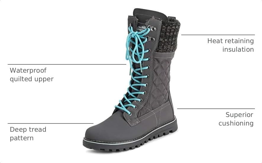 POLAR Womens Faux Fur Warm Thermal Waterproof Outdoor Walking Snow Winter Rubber Sole Calf Boots