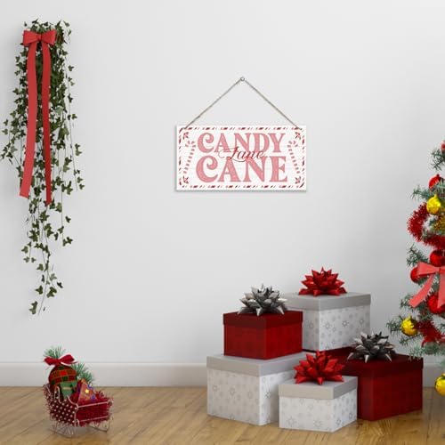 Candy Cane Lane Sign, Christmas Hanging Wood Sign, Winter Decorative Wall Signs, Rustic Winter Wooden Door Signs, Farmhouse Outdoor Wood Christmas Decor, Xmas Wall Porch Plaque Decor
