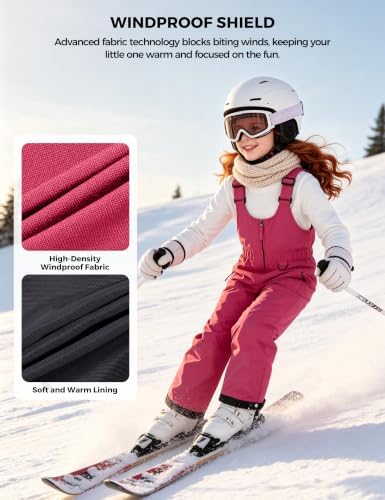 wantdo Girls Ski Pants Winter Snow Bibs Kids Insulated Snowboarding Overall