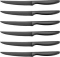 SuperCook Black Steak Knife Set of 6, Serrated Steak Knives, Stainless Steel Steak Knives Set, Kitchen Steak Knife, Dishwasher Safe