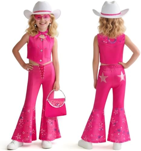 Cowgirl Costume Girls Kids Disco Outfits Movie Heroine Dress Up for Halloween Birthday Cosplay Party