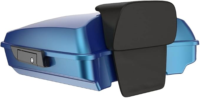 Advanblack Road Glide Tour Trunk Pack Daytona Blue Razor Tour Trunk Pack Backrest Pad for '97-'25 Harley Touring Road King Street Glide Electra Glide CVO models