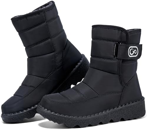Ablanczoom Womens Winter Snow Boots with Warm Fur Lining Comfortable Booties Non Slip Waterproof Outdoor Shoes