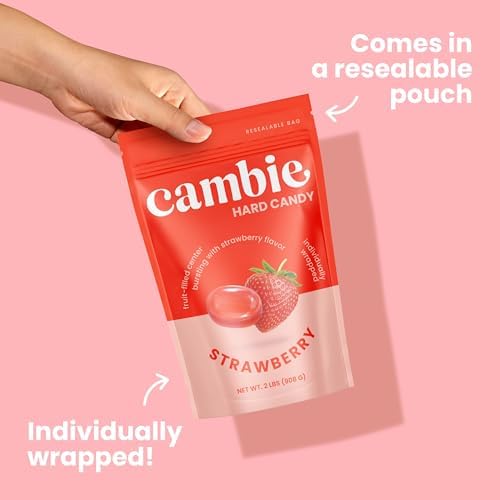 Strawberry Hard Candy Individually Wrapped by Cambie - 2 lbs of Hard Candy