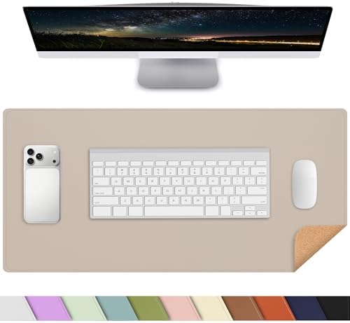AFIING Desk Mat, Beige, 23.6" x 13.8", Desk Pad Protector