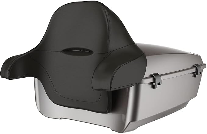 Advanblack Road Glide Tour Trunk Pack Billet Silver King Tour Trunk Pack Luggage +Wrap-Around Backrest Pad for '97-'25 Harley Touring Road King Street Glide Electra Glide CVO models