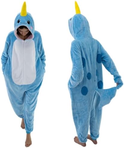 Snug Fit Unisex Adult Onesie Pajamas, Flannel Cosplay Animal One Piece Halloween Costume Sleepwear Homewear