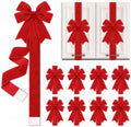 Daifunli 9 Pcs Bright Red Velvet Christmas Cabinet Bows Ribbons for Kitchen