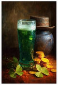 JDBeehpy St. Patrick's Day Green Beer Lucky Coins Still Life Fashion Minimalist (Unframed, Canvas Only) Canvas Wall Art Classic Irish Holiday Festival Aesthetic Pictures Farmhouse 24x36inch(60x90cm)