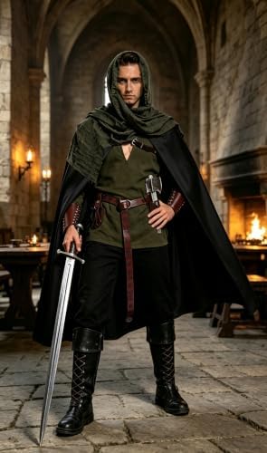Akokvlar 10 Pcs Men Renaissance Costume Medieval Pirate Shirt Ankle Banded Pants Viking Outfit Set