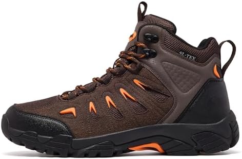 SHULOOK Men's Waterproof Hiking Boots Non-Slip Lightweight Mid Top Ankle Boot Breathable Hiker Trekking Shoes