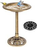 VIVOHOME Bird Bath with Solar Fountain for Outside, Pedestal, Golden
