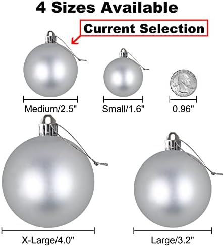 Silver 2.5" Christmas Balls Christmas Tree Decoration Ornaments Shatterproof Hanging Balls for Birthday Halloween Holiday Wedding Decorations Set of 36pcs