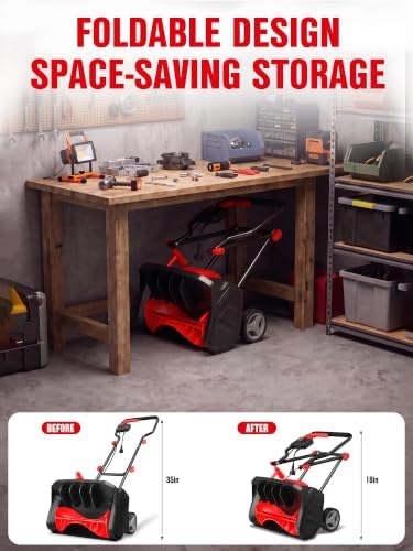EWORK 12-Amp 17-Inch Corded Electric Snow Shovel with Wheels