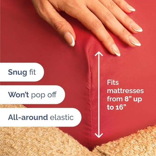 Cal King Size 4 Piece Sheet Set - Comfy Breathable & Cooling Sheets - Red