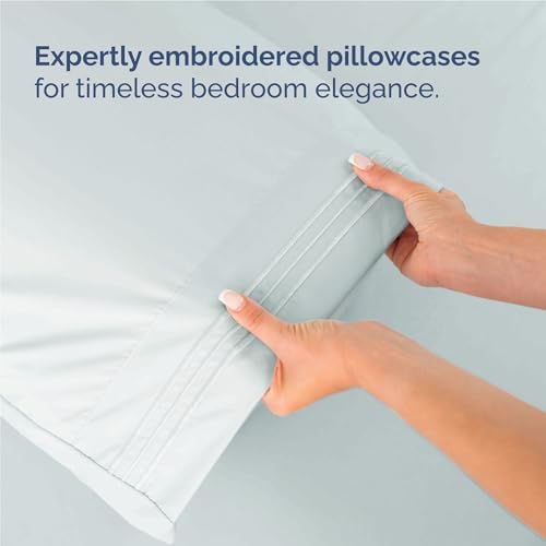 Full Size 4 Piece Sheet Set - Comfy Breathable & Cooling Sheets - Ice Blue