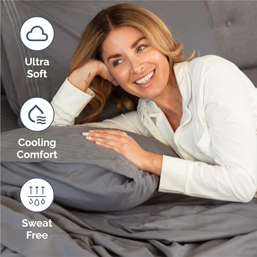 King Size 4 Piece Sheet Set - Comfy Breathable & Cooling Sheets - Dark Grey