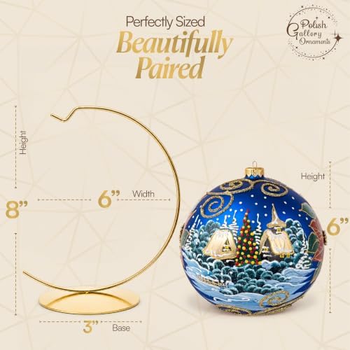 Hand Blown Glass Ball Christmas Ornament, 6 in, Blast Navy