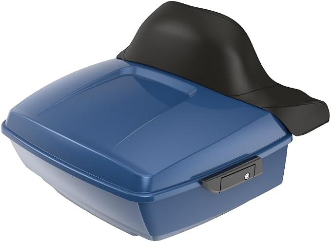Advanblack Road Glide Tour Trunk Pack Legend Blue King Tour Trunk Pack Luggage +Wrap-Around Backrest Pad for '97-'25 Harley Touring Road King Street Glide Electra Glide CVO models