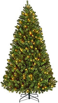Yaheetech 6ft Pre-lit Christmas Tree with 300 Warm White Lights, Green
