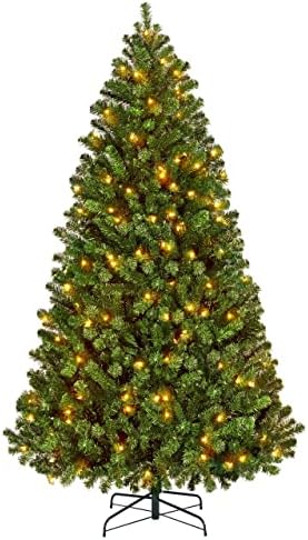 Yaheetech 6ft Pre-lit Christmas Tree with 300 Warm White Lights, Green
