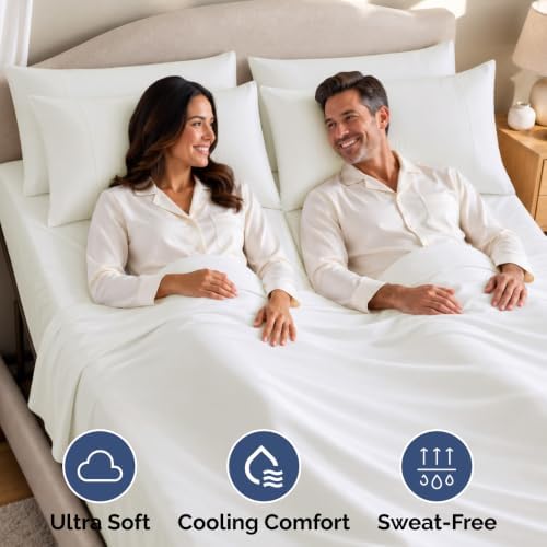 Flex Top Split Head King 4 Piece Sheet Set - Soft & Cooling - Antique White