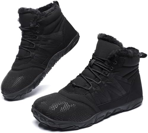Womens Mens Barefoot Boots Shoes Minimalist Winter Snow Boots Warm Ankle Booties Zero Drop Sole Wide Toe Box Slip on Sneakers
