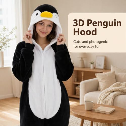 Snug Fit Unisex Adult Onesie Pajamas, Flannel Cosplay Animal One Piece Halloween Costume Sleepwear Homewear