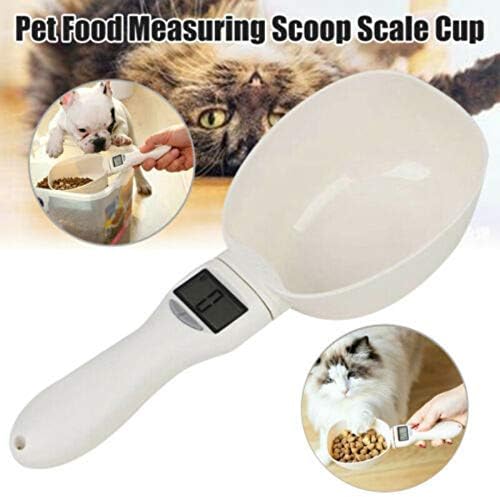 Dog Food Scale Cup Cat Food Bowl Kitchen Scale Bowl Spoon Measuring Cup Portable LED Display White