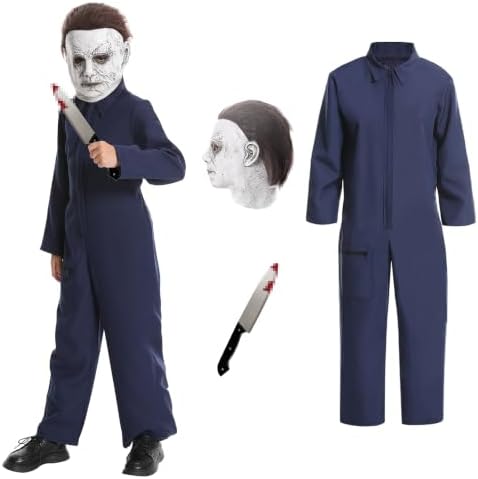 Michael Costume for Kids with Mask and Toy Knife, Halloween Killer outfit