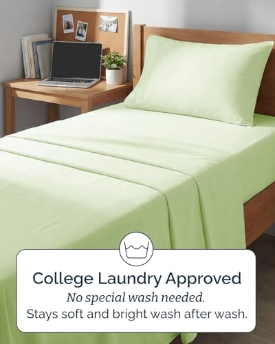 Twin XL Size 3 Piece Sheet Set - Breathable & Cooling - Light Sage Green