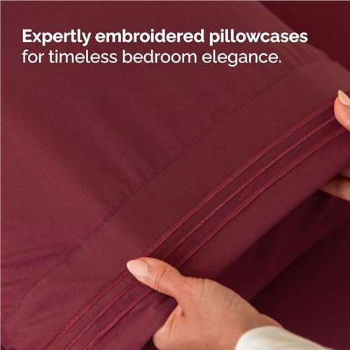 Full Size 4 Piece Sheet Set - Comfy Breathable & Cooling Sheets - Burgundy