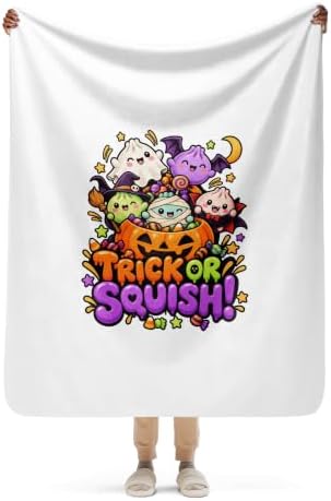 Trick or Squish Cute Dumpling Halloween Kawaii Squishy Graphic Sherpa Throw Blanket