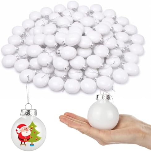 Zubebe 72 Pcs 2.4 Inch Blank White DIY Christmas Ball Ornaments for Craft