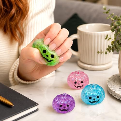 Halloween Pumpkins Squishies Slow Rising Fidget Toys Squeeze Ball (Red)