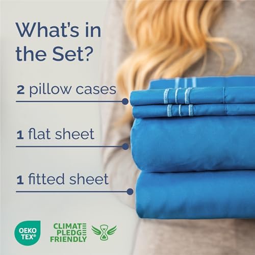 King Size 4 Piece Sheet Set - Breathable & Cooling Sheets - Royal Blue