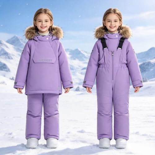 2 Piece Ski Suit for Toddler Kids Snowsuit Snow Parka Jacket and Snow Bibs
