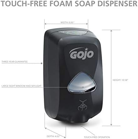 GOJO TFX Touch-Free Foam Hand Soap Dispenser, Black, for 1200 mL GOJO TFX Foam Hand Soap Refills (Pack of 1) - 2730-12