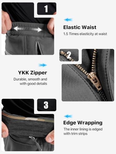 FREE SOLDIER Men's Fleece Lined Pants Softshell Snow Ski Pants