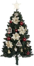 VINGLI 3FT Wall Hanging Half Christmas Tree with 50 LED Lights