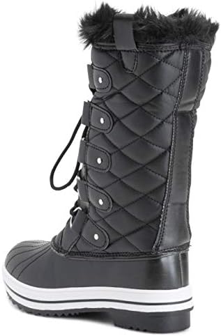 POLAR Womens Snow Boot Nylon Tall Winter Fur Lined Snow Warm Waterproof Rain Boot