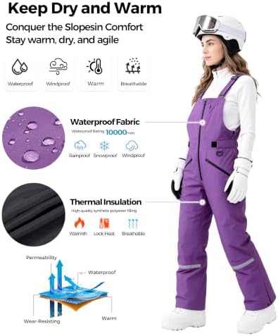 wantdo Womens Snow Bibs Warm Winter Ski Pants Outdoor Snowboarding Overalls