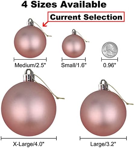 Rose Pink 2.5" Christmas Balls Christmas Tree Decoration Ornaments Shatterproof Hanging Balls for Birthday Halloween Holiday Wedding Decorations Set of 36pcs