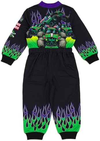 Monster Jam French Terry Racing Zip Up Coverall Infant to Big Kid Grave Digger El Toro Loco Megalodon
