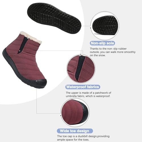 JSWEI Winter Boots for Women - Soft Comfortable Faux Fur Mid Calf Winter Snow Boots Totes Boots Lace up Snow Boots Winter Boots with Insulated Black for Outdoor