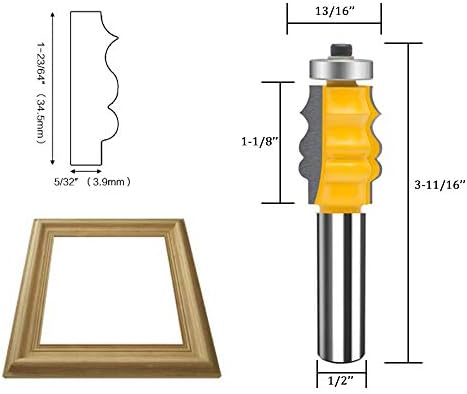 TAIWAIN Router Bit Set 1/2 Inch Shank 3 PCS, Frame Wood Milling Cutter,Rail &Stile Woodworking Miter Carbide CNC Cutting Router Bits Sets Tool for Cabinet Drawer Door Surfacing (G1-G)