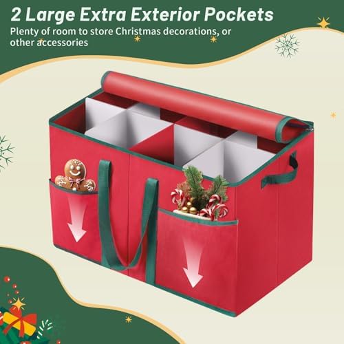 EverMerry Nutcracker Storage Containers and Figurine Collectibles Storage Box， Large Ornament Storage Organizer Stores Up to 8 Holiday Christmas Nutcrackers Figurines-Carolers Ornaments Red/15 Inches