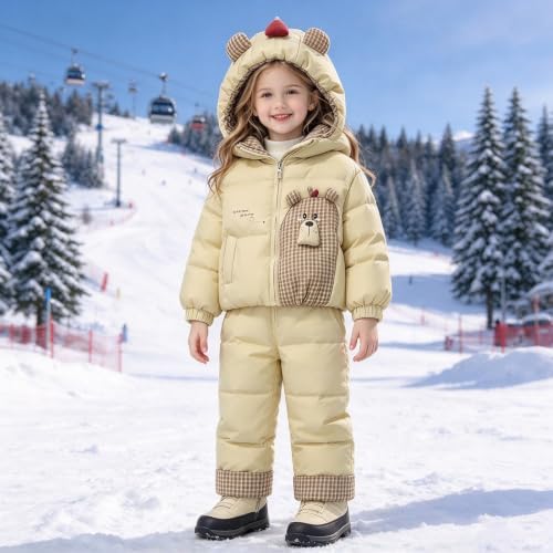 Girls Boys Bib Snow Pants and Ski Jacket Water-Resistant Insulated Snowsuit